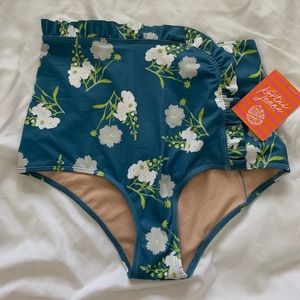 Kortni Jeane Cascading Ruffle Blue Floral